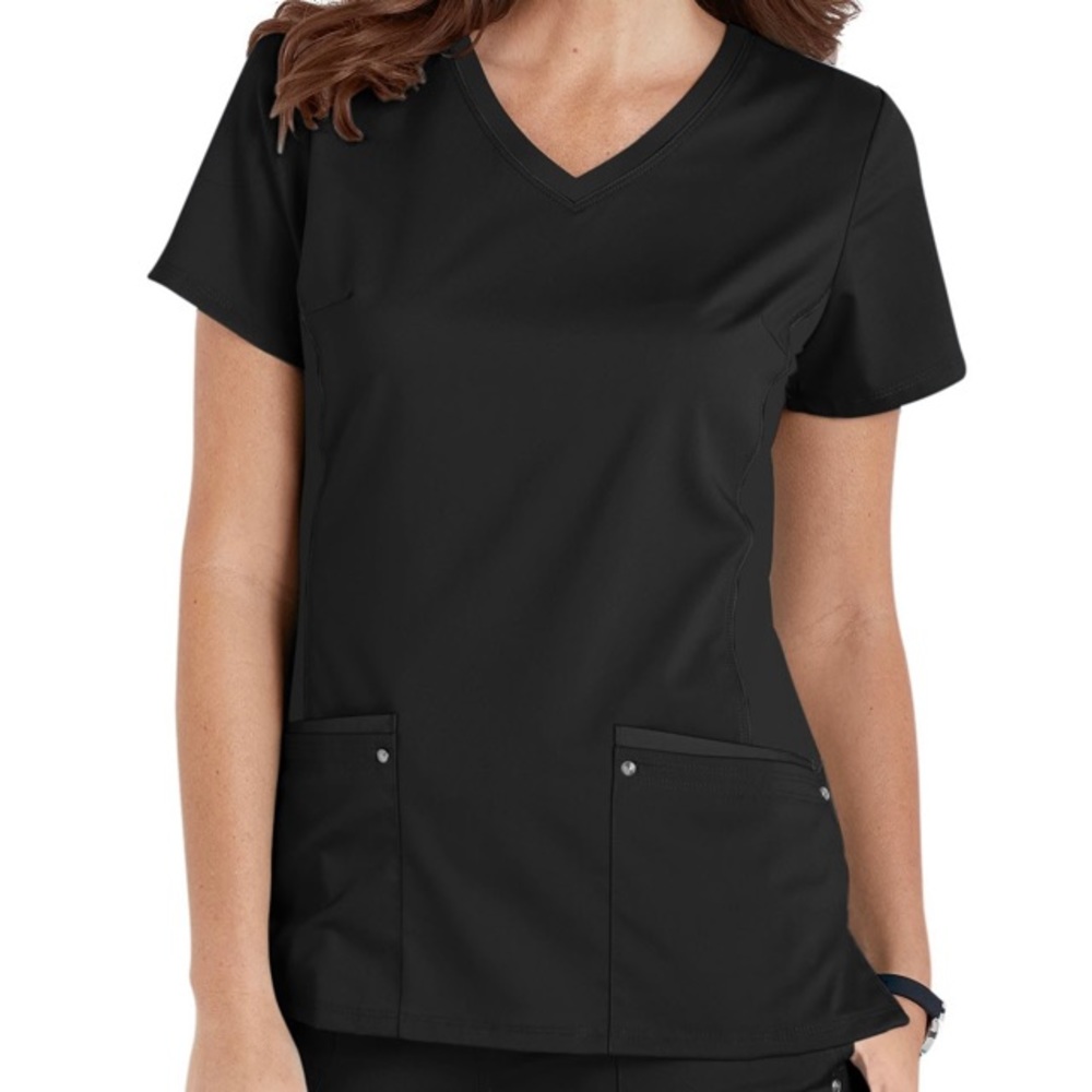 Healing Hands Juliet V-Neck Knit Panel Scrub Top